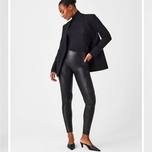 SPANX Faux Leather Moto Leggings - Picture 1 of 6